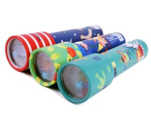 three kaleidoscopes colorful tubes