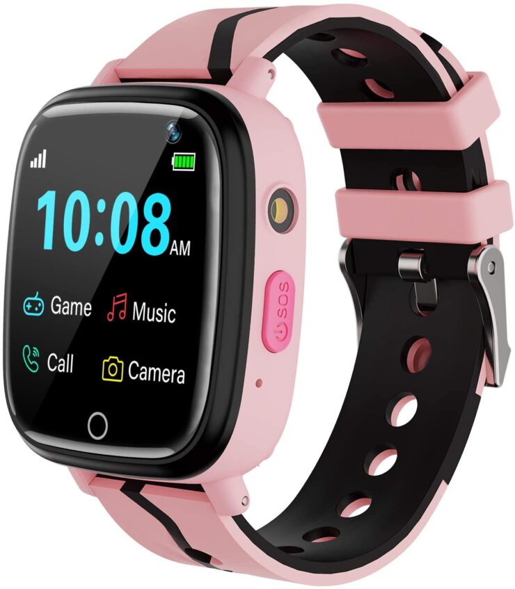 a smartwatch in combination of black and pink for girls