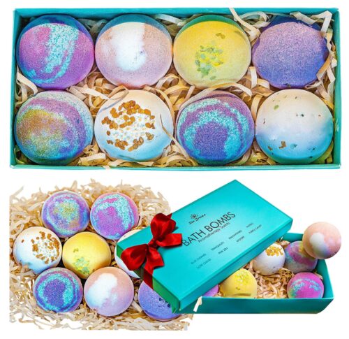 this is an image of an 8 luxurious bath bombs for young ladies. 