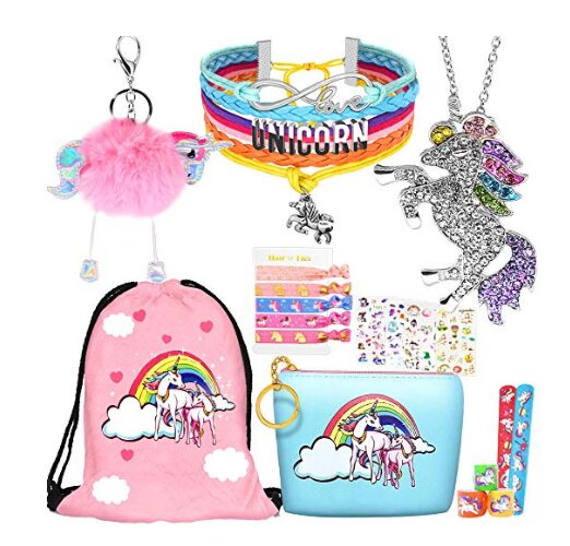 this is an image of a 8-piece Unicorn gift set for girls. 