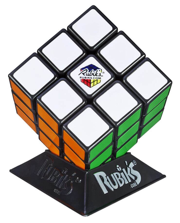 This is a picture of a Rubik's Cube with the white side facing front.