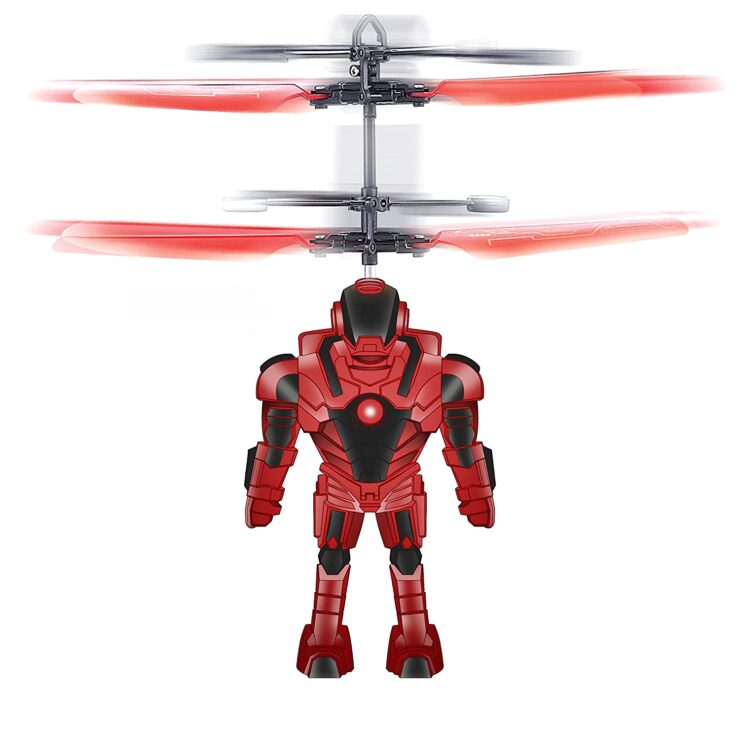 Image of a robot mini drone in red color.