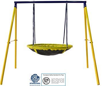 yellow UFO swing set for kids
