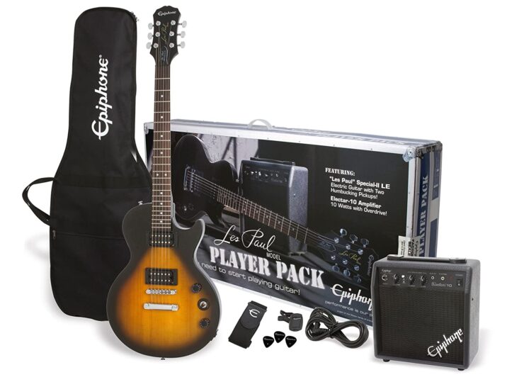 electric guitar with bag and amplifier
