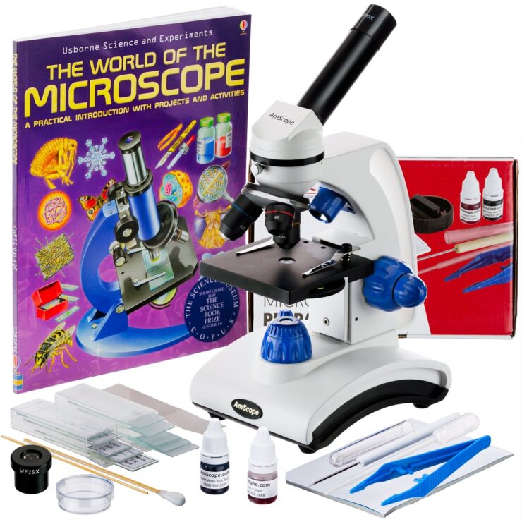 An image of a Microscope for kids with slides and accessories.