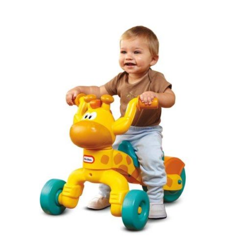 Giraffe Ride-on toy with toddler riding it