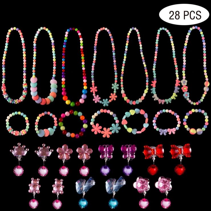 An image of princess jewelry set in various colors and designs.