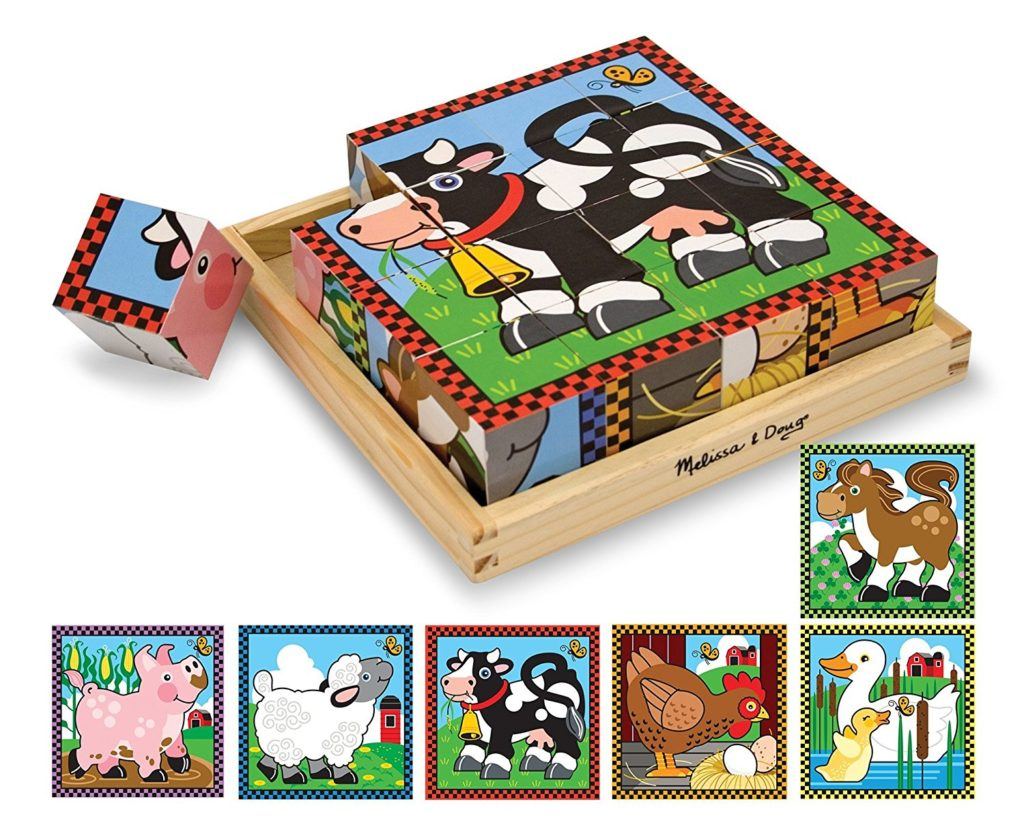 Melissa & Doug Farm Wooden Cube Puzzle With Storage Tray