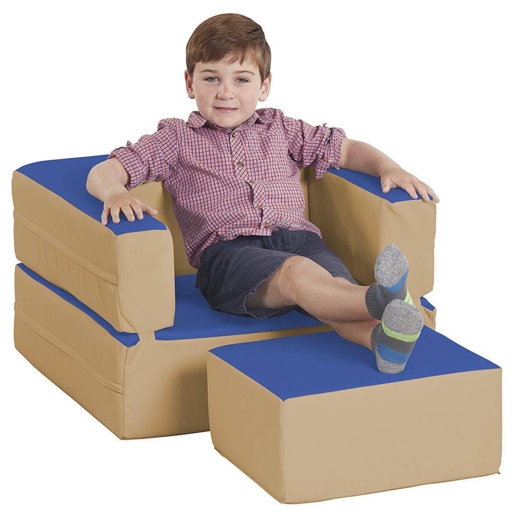ECR4Kids Softzone Flip-Flop Convertible Children's Chair, Blue and Sand