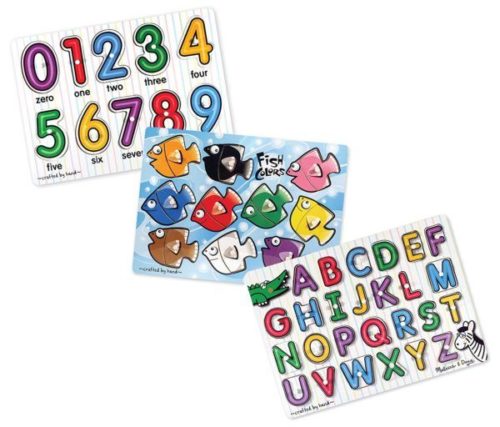 Wooden Peg Puzzles toy with numbers and letters