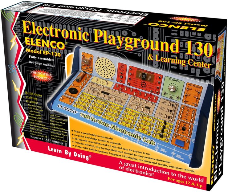 this is an image of Elenco electronics learning set in a box.
