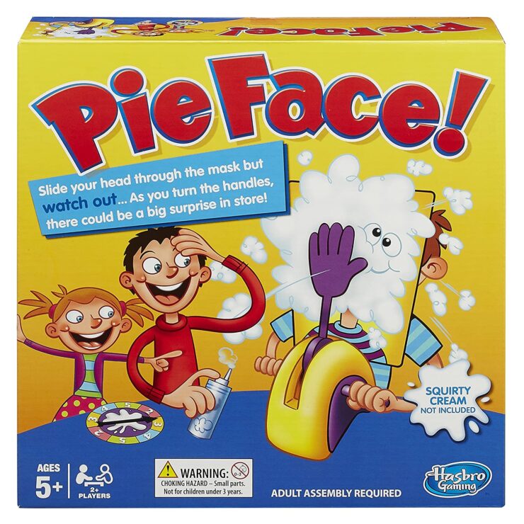 a Pie Face! game set in a box