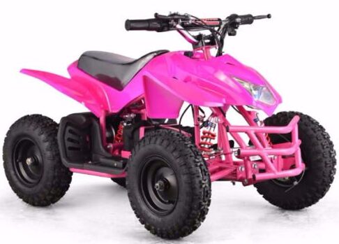 This is an image of mini Quad electric 24V in pink color For outdoor kids