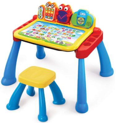 This is an image of kid's activity desk in colorful colors