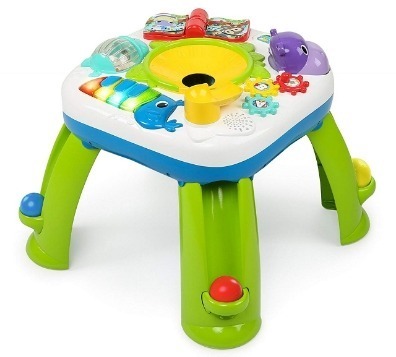 This is an image of baby activity table in white and green colors