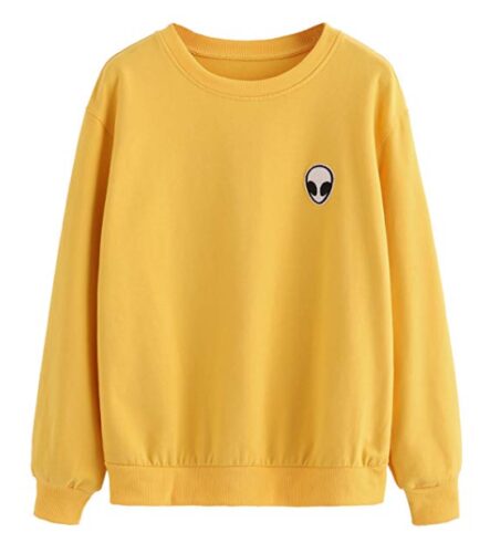 this is an image of an Alien patch pullover sweatshirt for teens. 