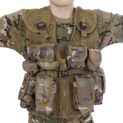 This is an image of a camouflage tactical vest for kids. 
