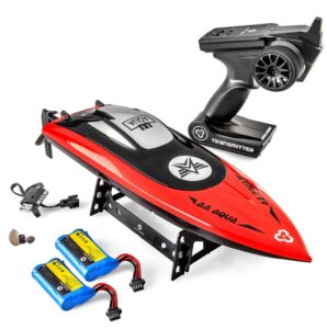 this is an image of a red Altair AA Aqua RC Boat