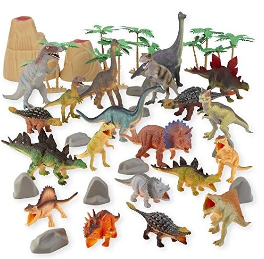 this is an image of a Animal Dinosaurs Toy Tub and various plastic animal dinosaurs 