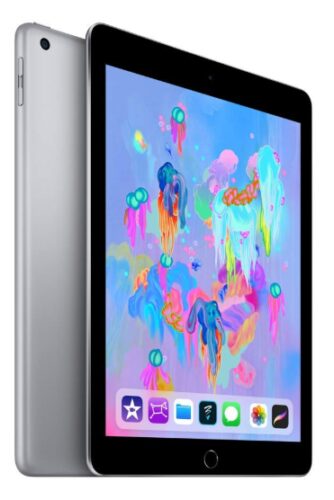 this is an image of a gray Apple iPad for teens and adults. 