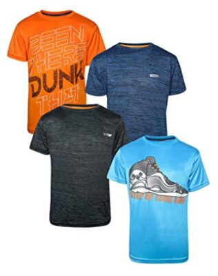 this is an image of a 4-pack athletic sports t-shirt for men. 