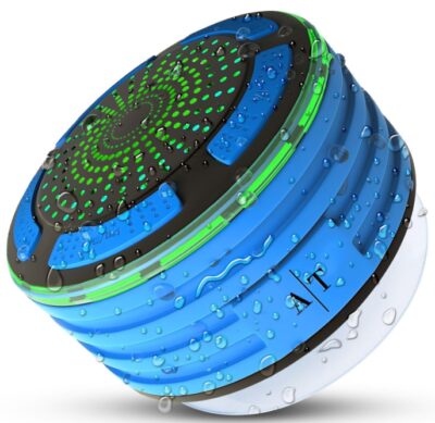 this is an image of a portable, and waterproof bluetooth shower speaker. 