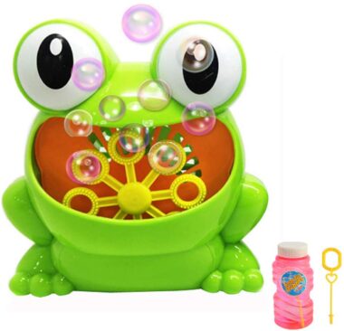 This is an image of kids and toddlers bubble machine frog in green color