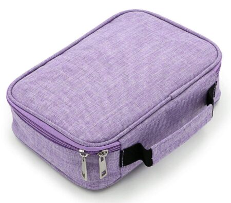 This is an image of a purple pencil pouch for little kids.