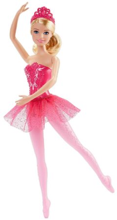 This is an image of girl's barbie doll with pink ballerina cloths
