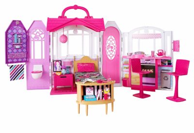 This is an image of a on the go getaway barbie house. 