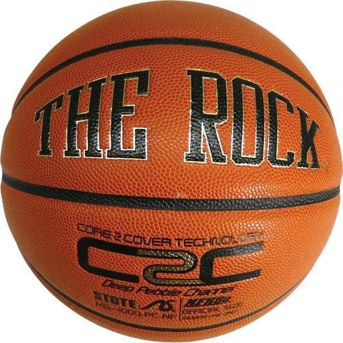 Basketball with the words 'the rock' written on it