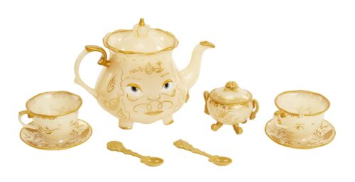 this is an image of a Beauty and The Beast tea playset for kids.