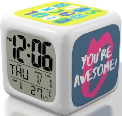 this is an image of a Bedroom alarm clock designed for kids, teens, boys and girls.