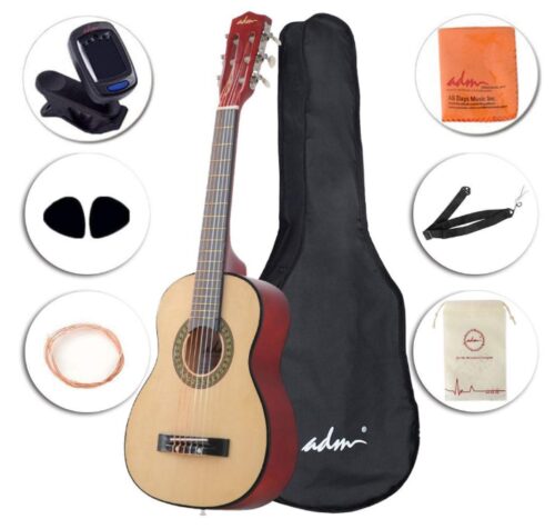 this is an image of a classical guitar bundle kit for beginners.