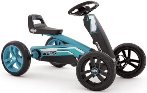 This is an image of Berg kids pedal go kart buzzy racing designed for boys and girls