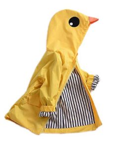 this is an image of a yellow birdfly unisex raincoat for kids.