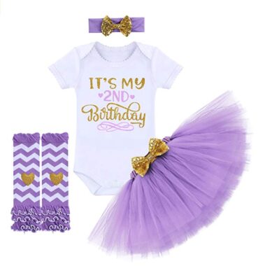 this is an image of a purple birthday outfit bundle for little girls ages 6 months to 2 years. 