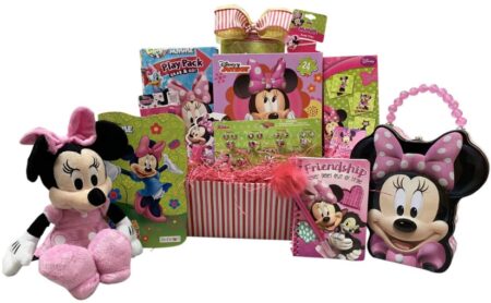 This is an image of kid's minnie mouse prefilled easter basket