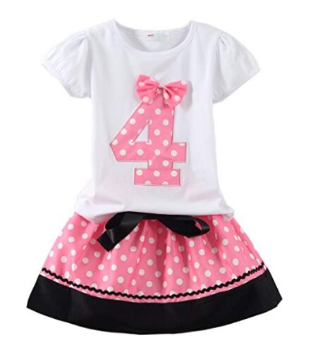 this is an image of a birthday clothes set for little girls ages 1 to 5. 