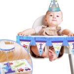 Birthday High Chair Decoration surrounding a baby on a high chair