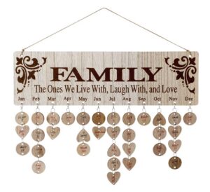 this is an image of a wooden family birthday reminder calendar board.