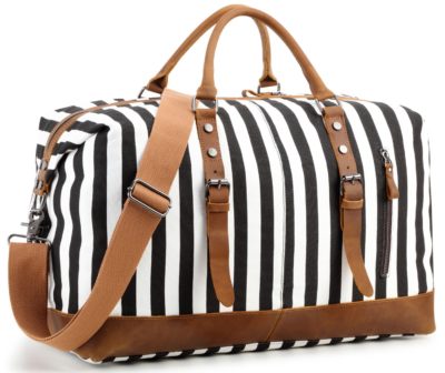 This is an image of a black stripe leather bag. 