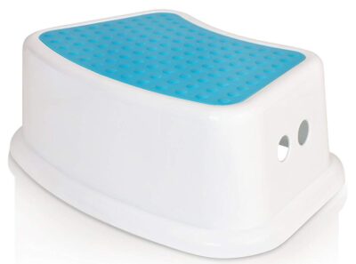 this is an image of a blue step stool for your kids. 