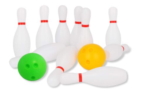 this is an image of a bowling set for kids. 
