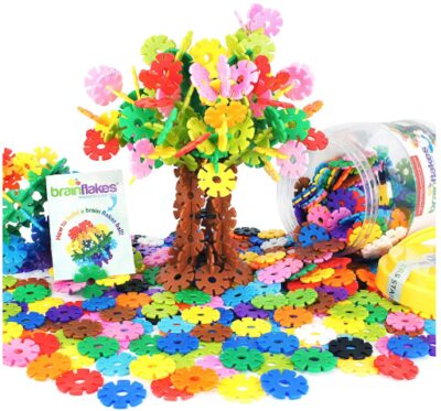 This is an image of boy's brain flakes with 500 building blocks in colorful colors