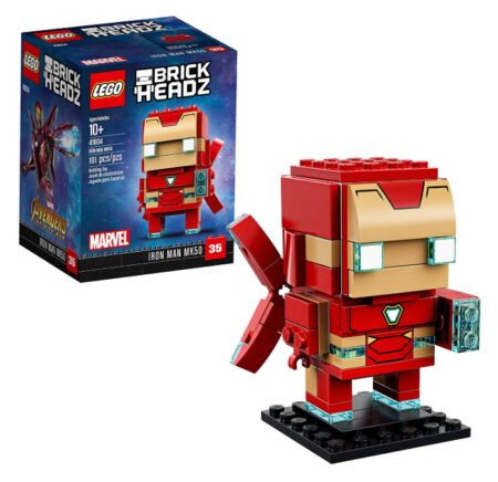 This is an image of a BrickHeadz Iron Man building set for 10 years old and up.