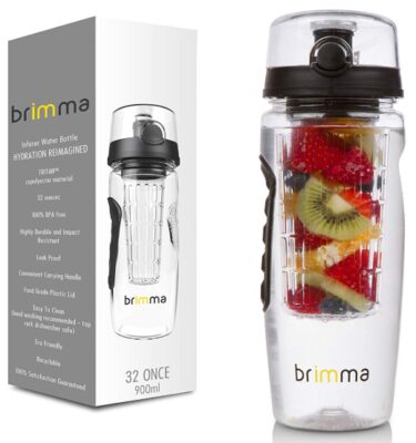 this is an image of a 12-ounce leak proof water bottle with fruit infuser. 