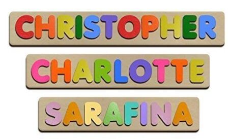This is an image of kid's personalized wooden name puzzles