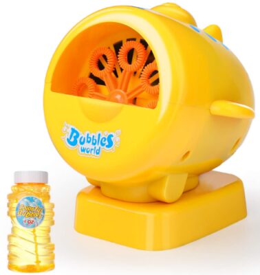 This is an image of kids and toddler bubble machine in yellow color