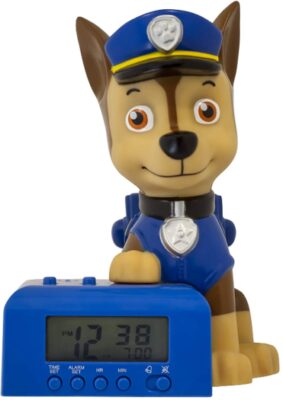  this is an image of a Bulb bots paw patrol night light alarm clock designed for kids. 